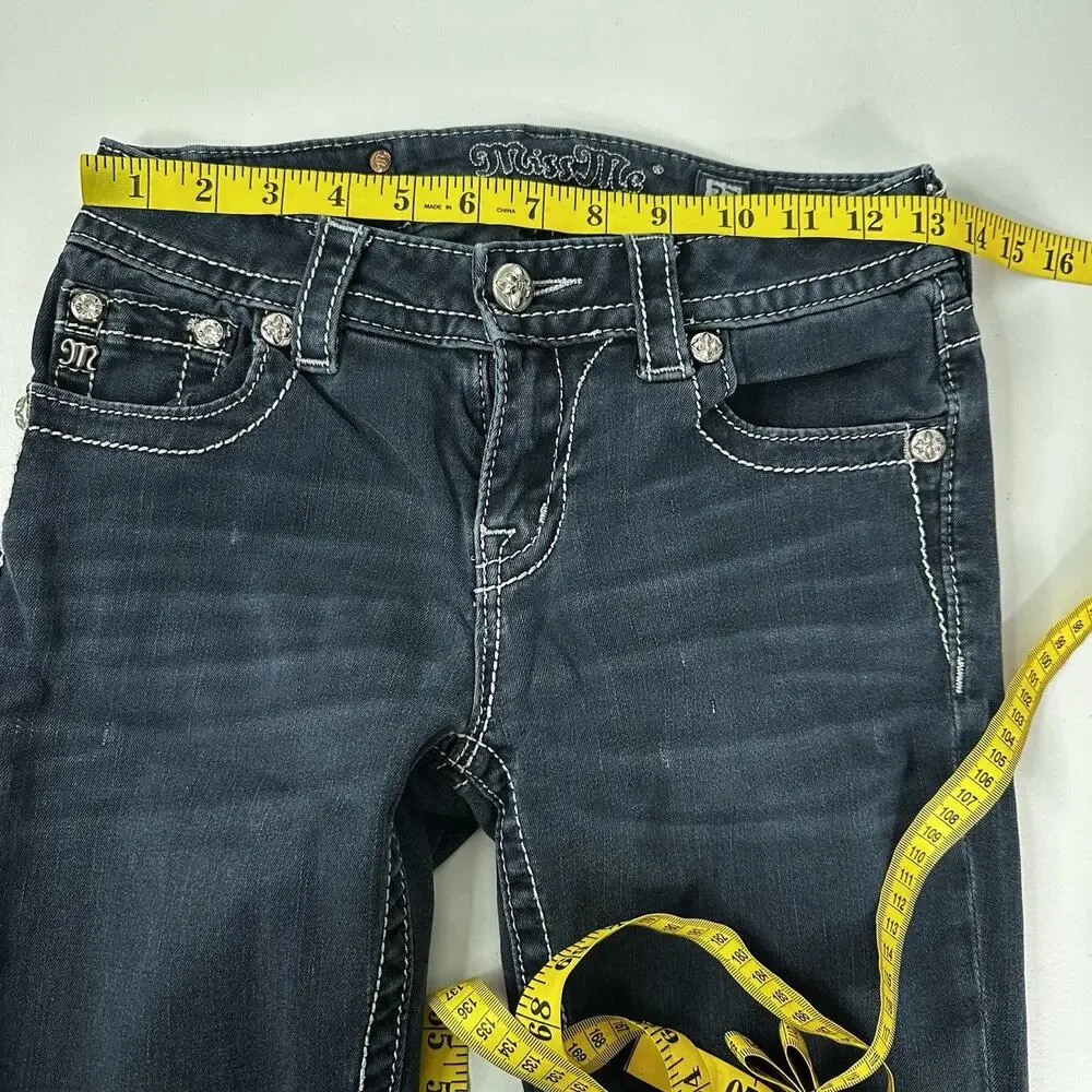 Miss‎ Me Jeans Womens 27 Blue Skinny Thick Stitch Rhinestone Cowgirl Western